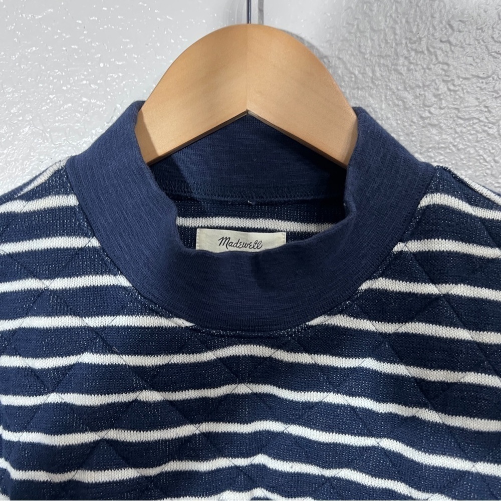Madewell Quilted Studio Mockneck Sweatshirt in Stripe in size XS - Picture 4 of 11